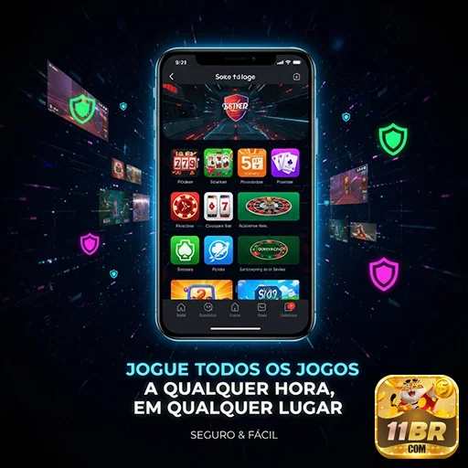 Interface do aplicativo 11br com jogos e segurança para VIPs.