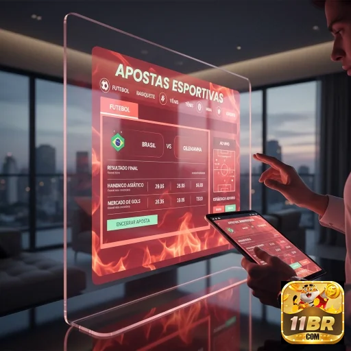 Jogador utilizando a plataforma 11br em apostas esportivas.
