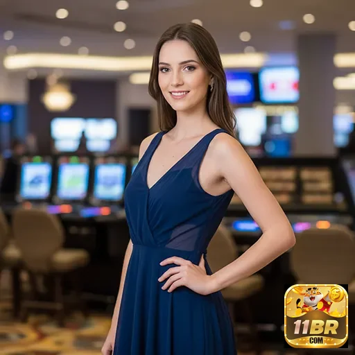 Modelo em ambiente de cassino moderno da 11br.
