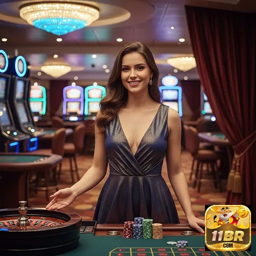Jogadora em cassino mostra vantagens VIP no 11br.