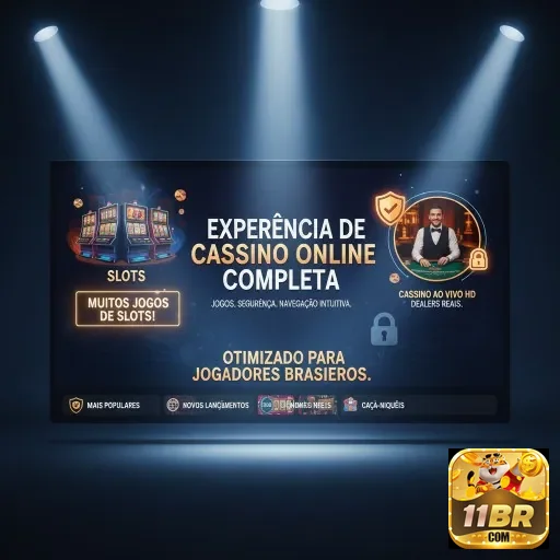 Banner da plataforma 11br destacando cassinos online e jogos.