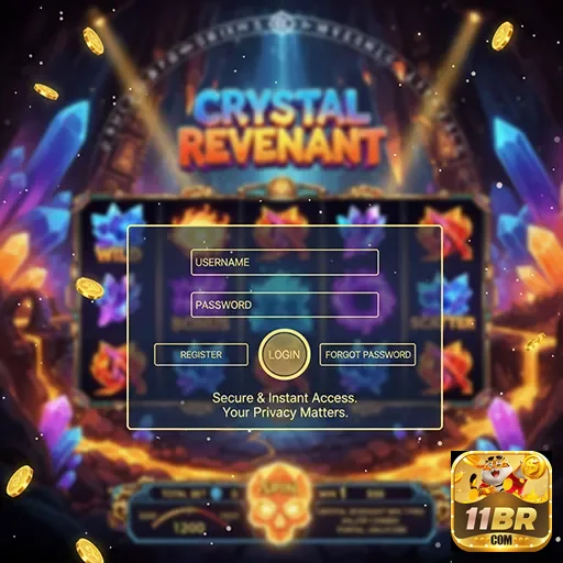 Tela de login do slot Crystal Revenant na 11br.