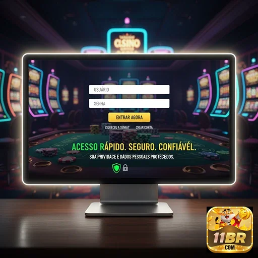 Tela de login do 11br com acesso a jogos ao vivo e slots.