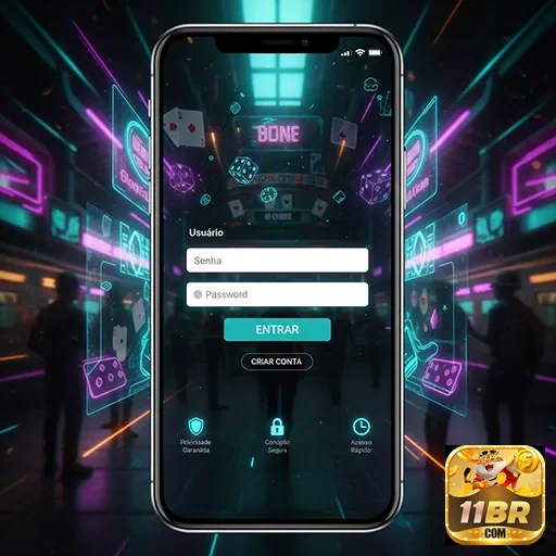 Tela de login VIP do 11br em um dispositivo móvel.