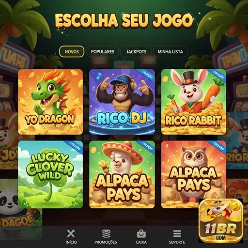 Variedade de jogos disponíveis na 11br para jogadores VIP.
