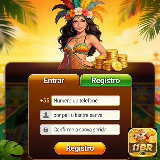 Tela do aplicativo 11br mostrando opções de registro e promoções.